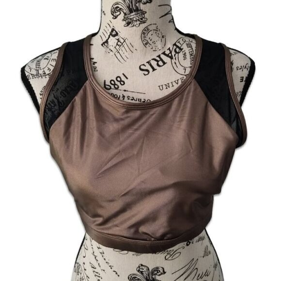 FABLETICS Camryn Metallic Bronze Black Activewear Tank Top sz M NWOT - Picture 3 of 9